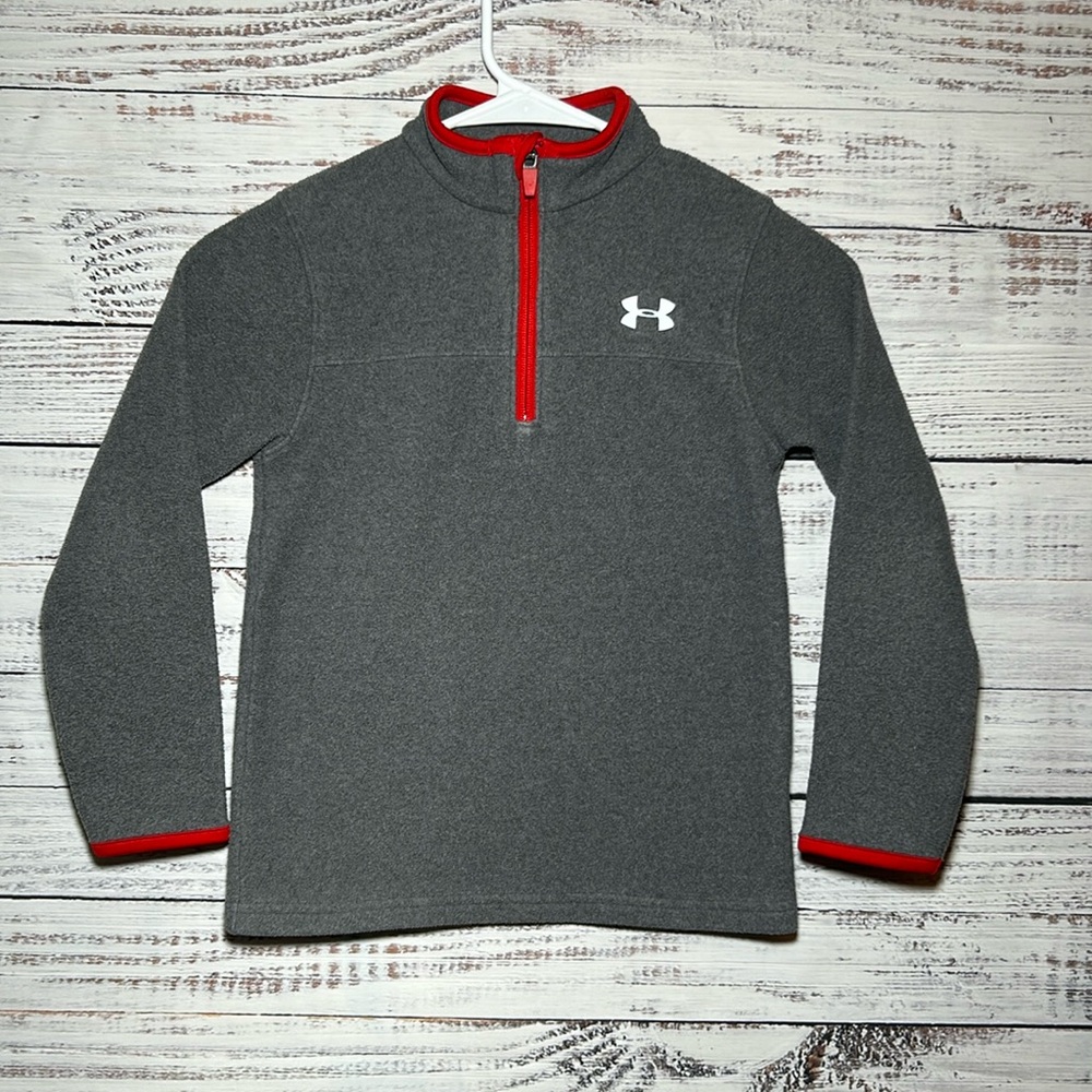 Under Armour Quarter Zip Jacket Gray and Red Size 6